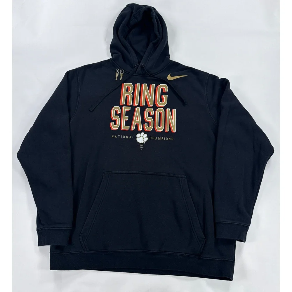 Nike Mens Hoodie XXL Black Clemson Tigers 2018 National Champions Ring Season
